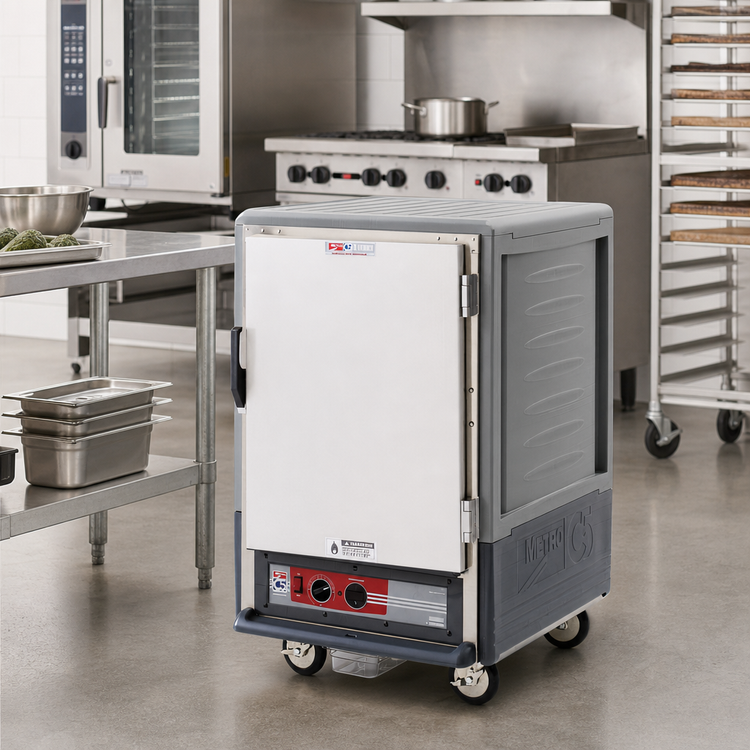 Product image #2 for Metro C5 3 Series Gray Half-Height Mobile Heated Holding Cabinet with Solid Door and Universal Wire Slides