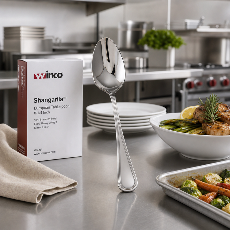 Product image #3 for Winco Shangarila European Tablespoon, 8-1/4 Inch, 18/8 Stainless Steel, Extra Heavy Weight, Mirror Finish