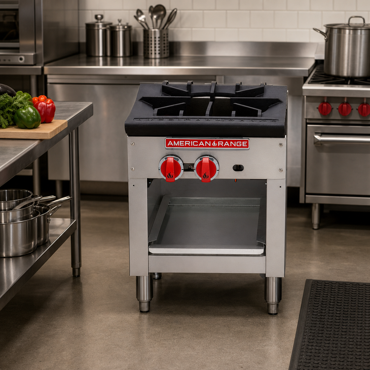 Product image #3 for American Range 18-Inch Gas Stock Pot Range with 3-Ring Burner and Open Storage Base