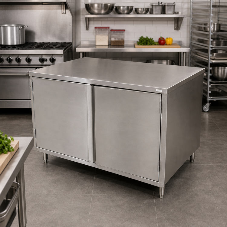 Product image #2 for BK Resources 48" x 36" Stainless Steel Chef Table Cabinet Base with Hinged Doors