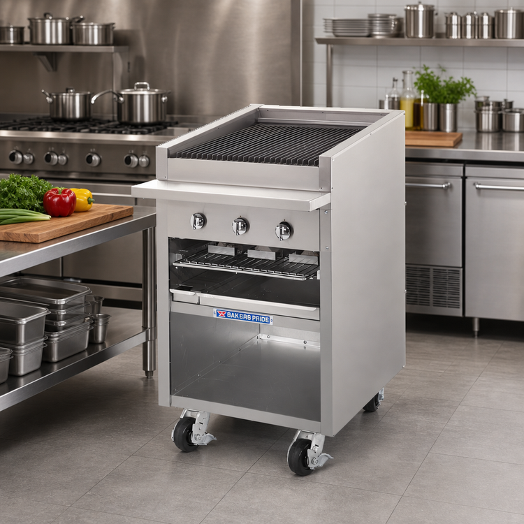 Product image #2 for Bakers Pride Dante Series F-24RS-R 24-Inch Floor Model Gas Radiant Charbroiler with Open Cabinet Base