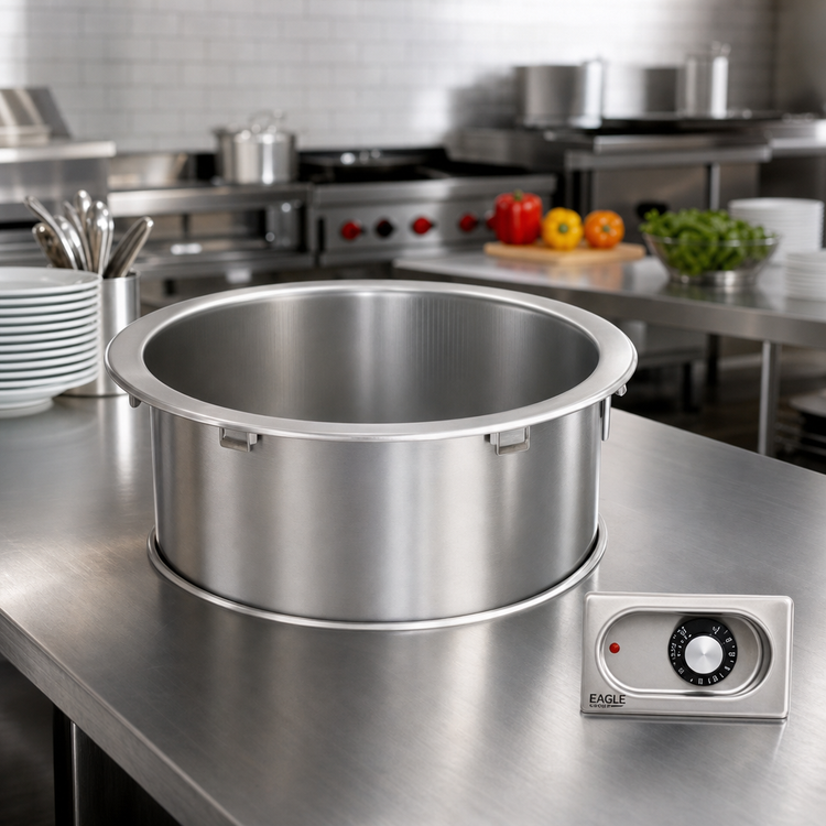 Product image #2 for Eagle Group 11-Quart Round Drop-In Electric Food Warmer, 208V, Wet/Dry, Infinite Control