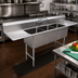 Thumbnail image #2 for Steel Works Stainless 3-Compartment Sink With Two 24-Inch Drainboards, 102-Inch Wide, 18-Gauge 304 Stainless Steel