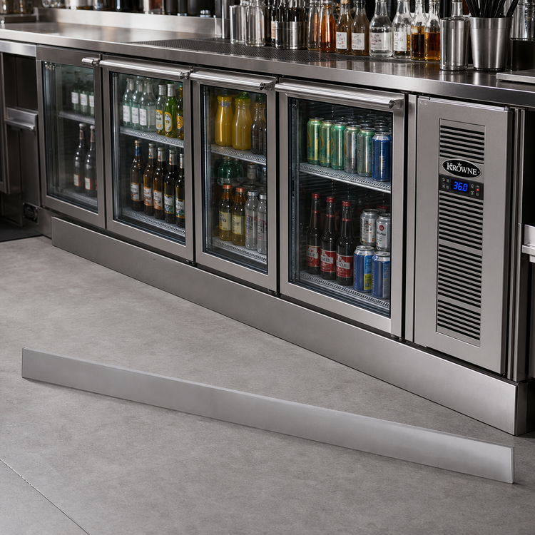Product image #2 for Krowne 84-Inch Stainless Steel Front Kick Plate for Back Bar Coolers