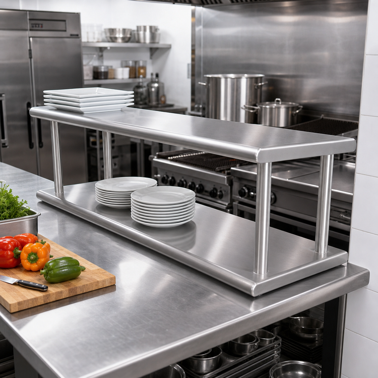 Product image #2 for Advance Tabco Double-Tier Pass-Thru Shelf, 48 x 18 Inches, 18/430 Stainless Steel