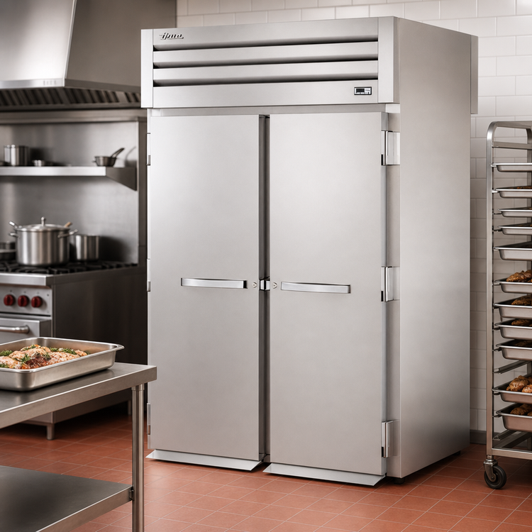 Product image #2 for True Spec Series Roll-Thru Two-Section Heated Holding Cabinet with Front and Rear Solid Swing Doors