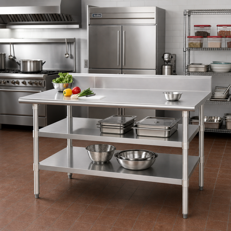 Product image #2 for Eagle Group 96 Inch x 24 Inch Adjustable Stainless Steel Work Table Undershelf