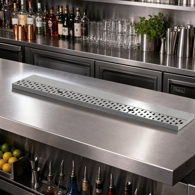Product image #2 for Perlick Top Shelf 36-Inch Stainless Steel Drink Rail Drainer