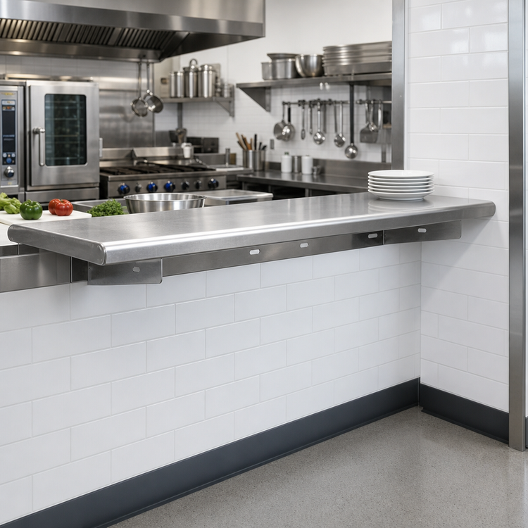 Product image #2 for Advance Tabco 108"W x 24"D Stainless Steel Pass-Thru Shelf with Cantilever Brackets