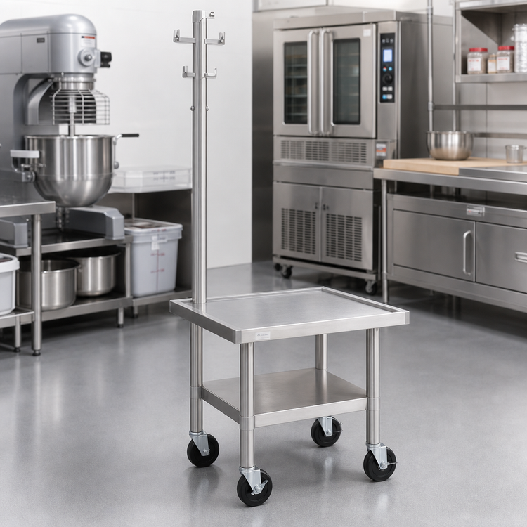 Product image #2 for 30 Inch x 24 Inch Stainless Steel Top Mixer Stand with Adjustable Undershelf