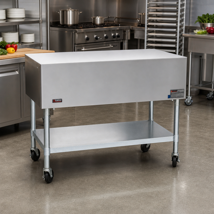Product image #2 for Eagle Group PST-5 Mobile Utility Serving Counter with Stainless Steel Top and Open Galvanized Base