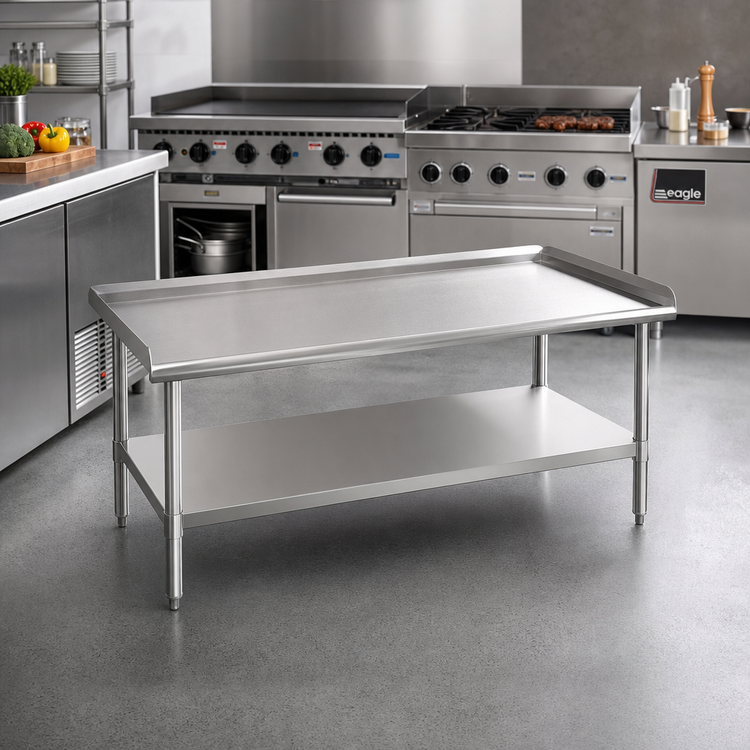 Product image #2 for Eagle T3024SGS 24-3/8"W x 30-3/8"D Stainless Steel Griddle/Equipment Stand - 16-Gauge 300-Series Top, 1000 lb Capacity