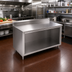Thumbnail image #2 for John Boos 84-Inch Stainless Steel Work Table with Open Front Cabinet Base and 5-Inch Backsplash