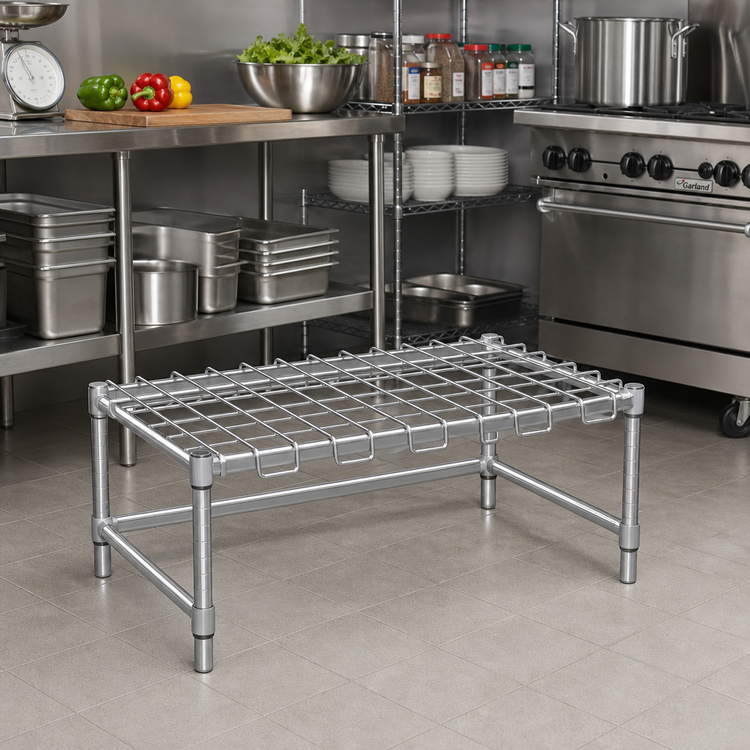 Product image #2 for Eagle Group 36" x 24" Chrome Wire Dunnage Rack with Removable Wire Mat, 14" High, 1600 lb Capacity