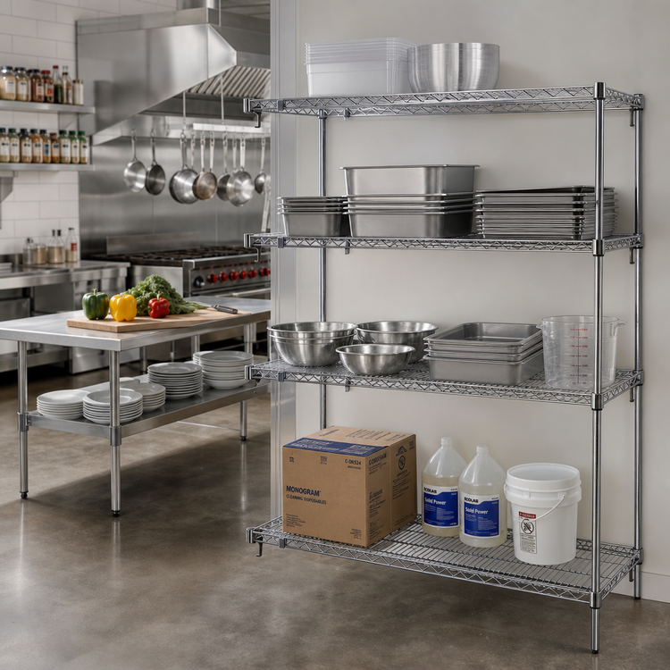 Product image #2 for Metro Super Adjustable Super Erecta 4-Shelf Chrome-Plated Wire Shelving Add-On Unit, 48W x 24D x 63H