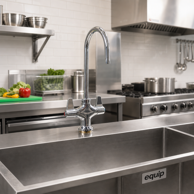 Product image #2 for equip Single-Hole Deck-Mount Manual Mixing Faucet with Swivel Gooseneck Spout, Lever Handle, and 2.2 GPM Aerator