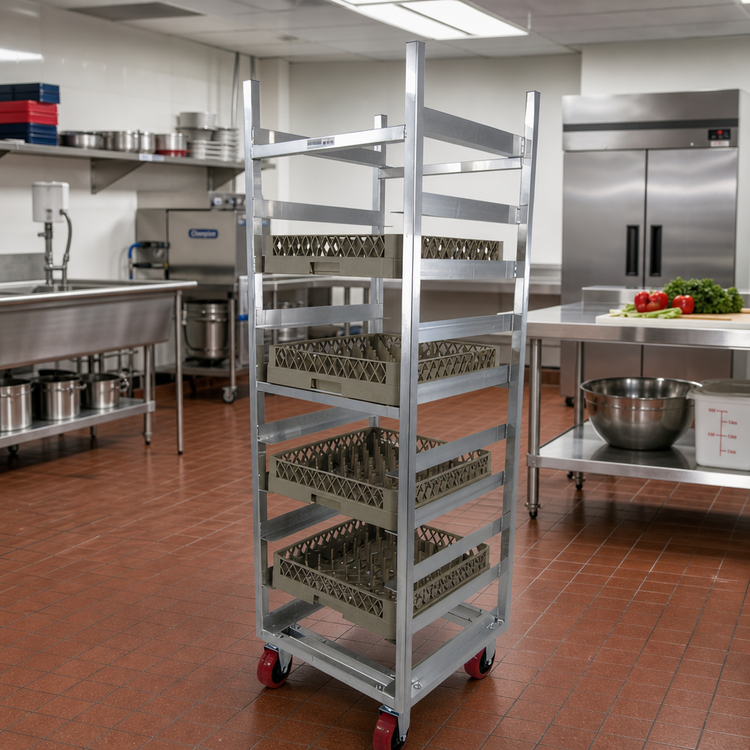 Product image #2 for Channel Lifetime Tough Extra Heavy-Duty Aluminum Glass/Oval Tray Rack Dolly, 10-Rack Capacity
