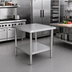 Thumbnail image #2 for 30 x 30 Inch Square Stainless Steel Flat Top Work Table with Galvanized Legs and Adjustable Undershelf