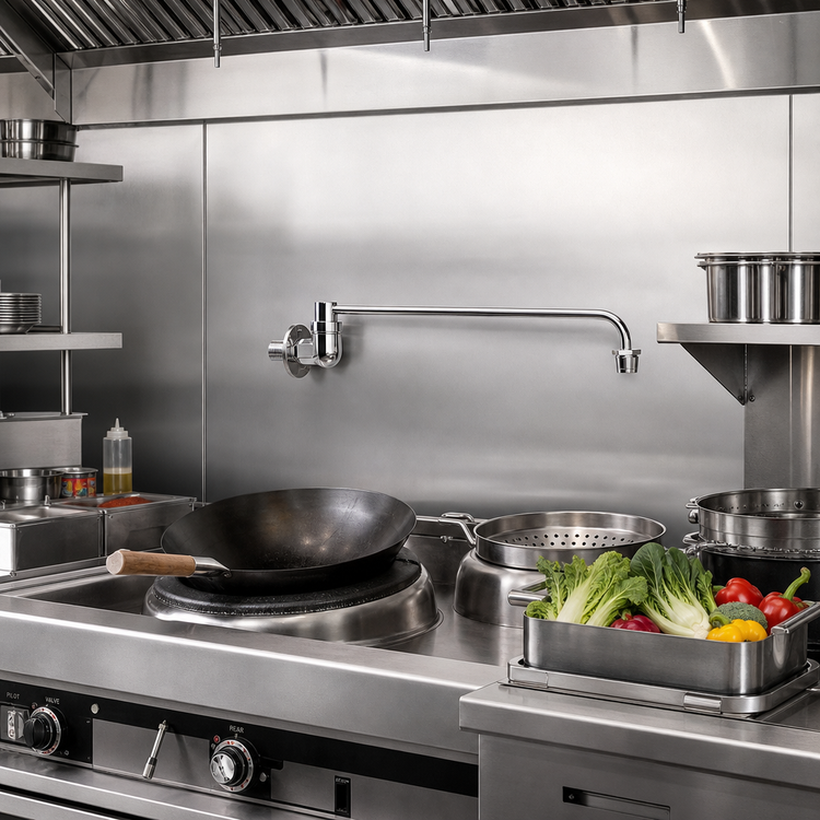 Product image #2 for Krowne Royal Series Splash-Mounted Wok Faucet with 13-3/4-Inch Swing/Swivel Spout