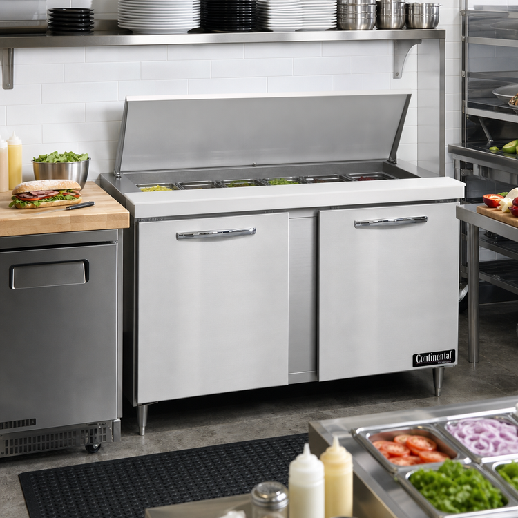 Product image #2 for Continental Refrigerator Designer Line D60N18M 60" 2-Section Mighty Top Sandwich Prep Refrigerator