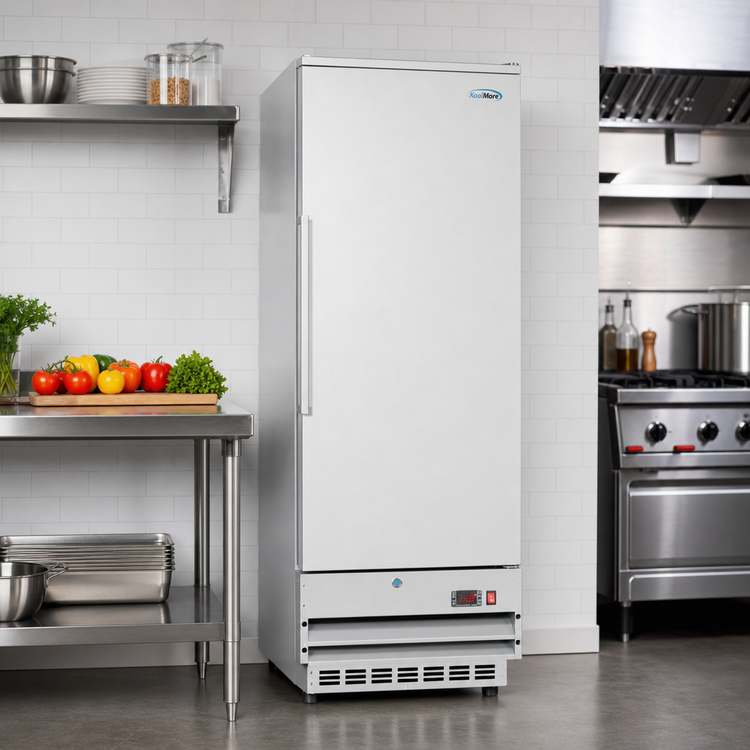 Product image #2 for KoolMore 25-Inch Wide 12 Cu. Ft. One-Section Reach-In Refrigerator with Solid Door and Bottom-Mount Refrigeration