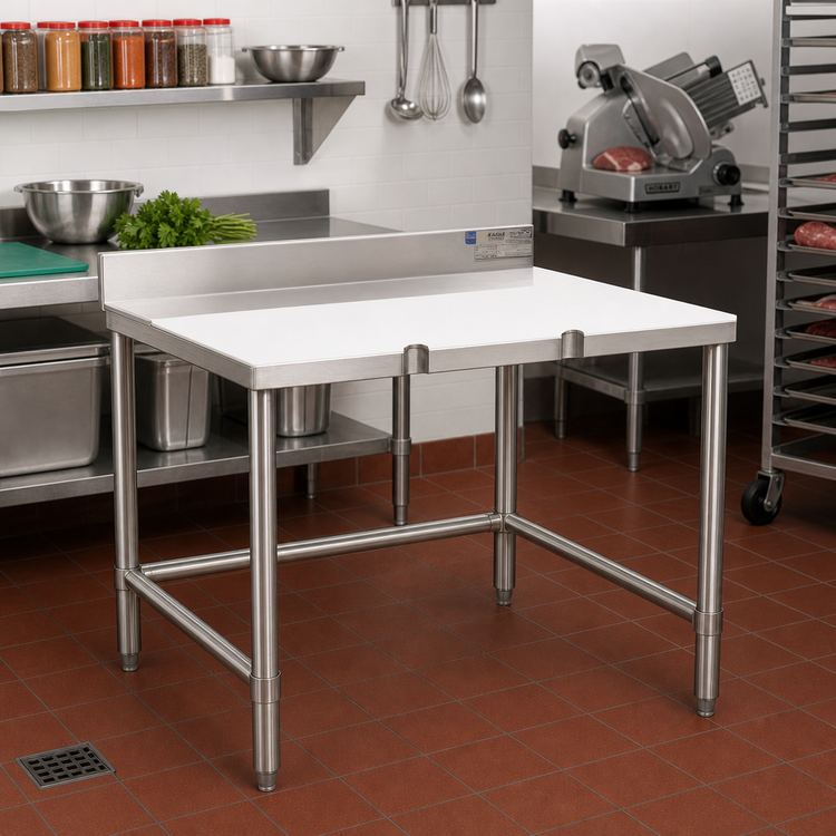 Product image #2 for Eagle Group 36-Inch x 36-Inch Trimming Table with Removable Polymer Top, Stainless Steel Deck, and 4-Inch Backsplash