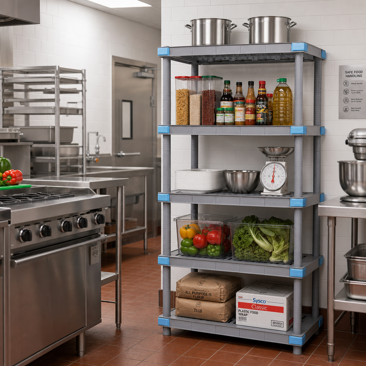 Product image #2 for Quantum Millenia 42 Inch Wide x 18 Inch Deep x 74 Inch High Polymer Starter Shelving Unit, Gray