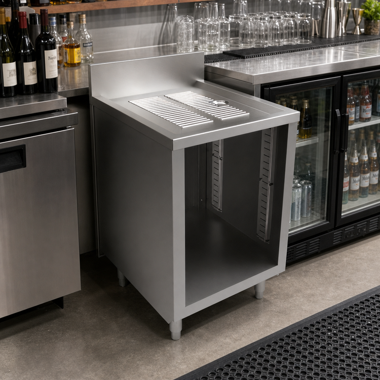 Product image #2 for BK Resources 18-Inch x 21-Inch Stainless Steel Under Bar Cabinet with 18-Inch Drainboard Top and 4-Inch Riser