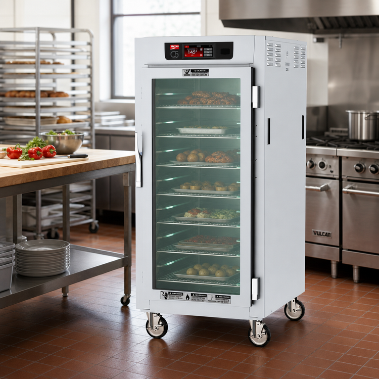 Product image #2 for Metro C5 8 Series 3/4 Height Mobile Controlled Temperature Holding Cabinet with Double-Pane Glass Doors and Universal Wire Slides