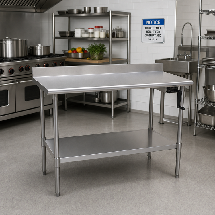 Product image #2 for Eagle AdjusTable 48" W x 30" D ADA/Ergonomic Height Adjustable Stainless Steel Work Table with 4" Backsplash