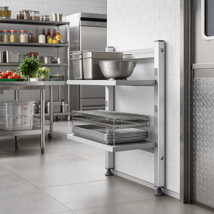 Product image #2 for Fermostock Stationary Cantilever Shelving Upright, 24-Inch H x 22-Inch D, Aluminum
