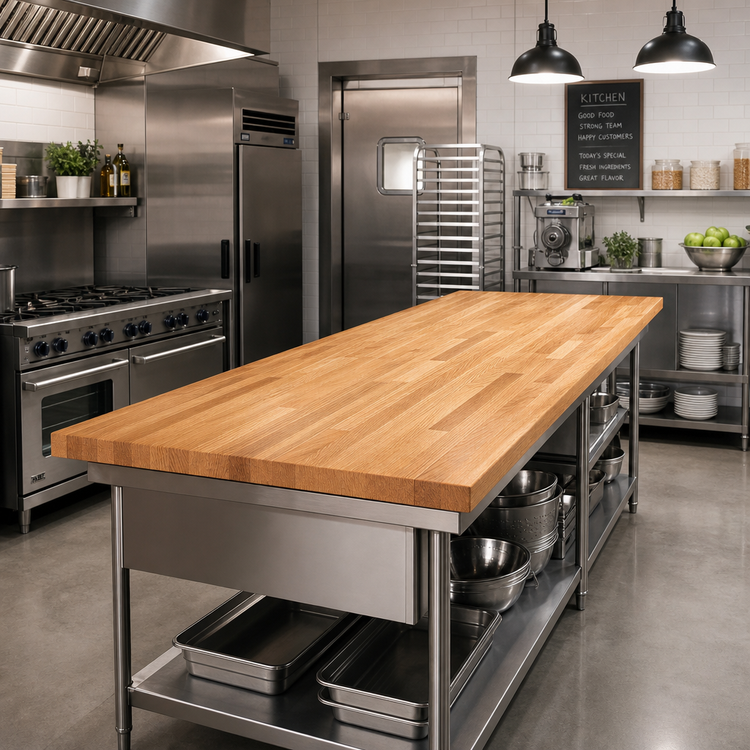 Product image #2 for Appalachian Red Oak Blended Edge Grain Island Countertop, 132 x 32 x 1-1/2 Inch, Varnique Finish