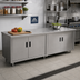 Thumbnail image #2 for Advance Tabco Special Value Series Enclosed Work Table with Cabinet Base, Hinged Doors, 96 x 24 Inches, 304 Stainless Steel Top