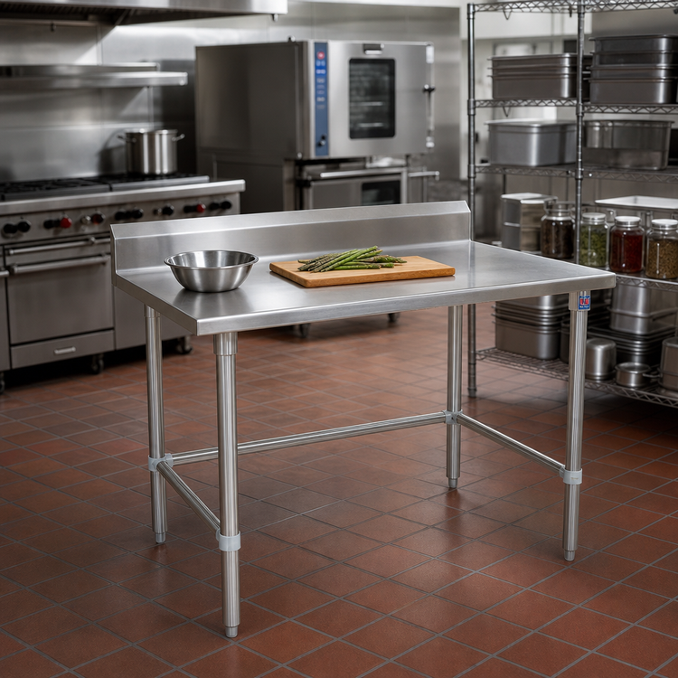 Product image #2 for John Boos Stallion 60-Inch x 24-Inch Stainless Steel Work Table with 5-Inch Backsplash and Stallion Safety Edge