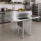 Thumbnail image #2 for John Boos E1S8-24-14T24-X Freestanding 1-Compartment Stainless Steel Sink, Dual Drainboards, 72-Inch, 14-Inch-Deep Bowl