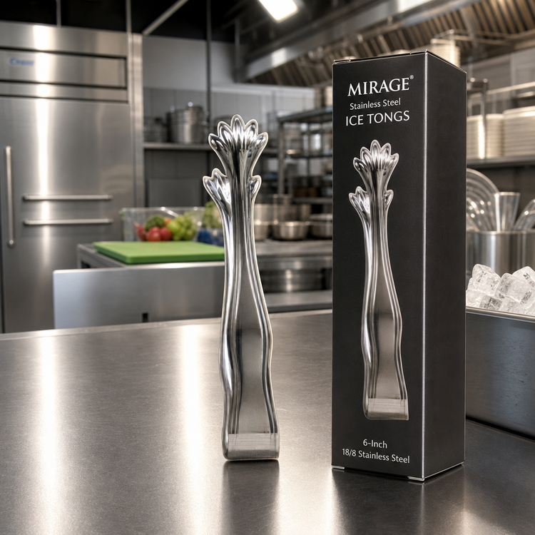 Product image #2 for Mirage 6-Inch 18/8 Stainless Steel Ice Tongs