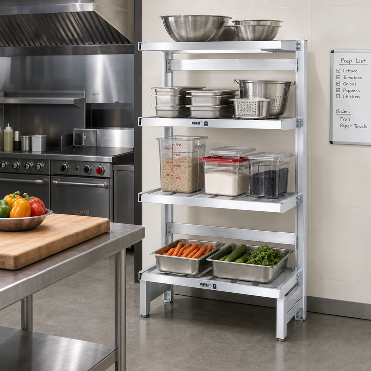 Product image #2 for Channel 60 x 20 x 72 Inch 4-Inch E-Channel Cantilever Shelving, Aluminum