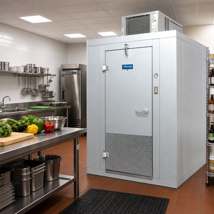 Product image #2 for Arctic Industries Blue Line 8' x 12' Indoor Walk-In Cooler with Floor, Self-Contained Refrigeration