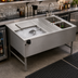 Thumbnail image #2 for BK Resources Standard Pass-Thru Underbar Ice Bin Cocktail Station with Dual Dump Sinks and 10-Circuit Cold Plate