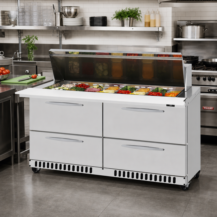 Product image #2 for Turbo Air PRO Series 60-Inch 2-Section Mega Top Sandwich/Salad Prep Table with 4 Drawers
