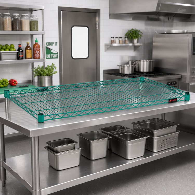 Product image #2 for EagleGard 72"W x 30"D QuadTruss Wire Shelf, Blue Green Hybrid Epoxy