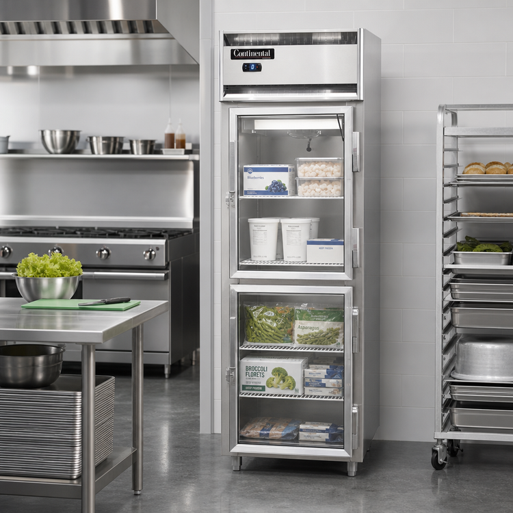 Product image #2 for Continental Refrigerator D1FSNGDHD One-Section Shallow Depth Reach-In Freezer with Half-Height Glass Doors