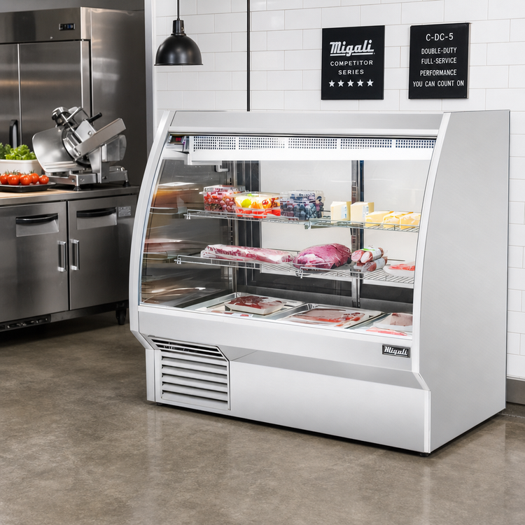 Product image #3 for Migali Competitor Series C-DC-5 Double-Duty Full-Service Curved Glass Refrigerated Deli Display Case, 60-Inch Wide, 28.5 Cu. Ft.