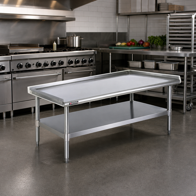 Product image #2 for Eagle Group 24-3/8 Inch x 30-3/8 Inch Stainless Steel Top Griddle/Equipment Stand with Adjustable Undershelf