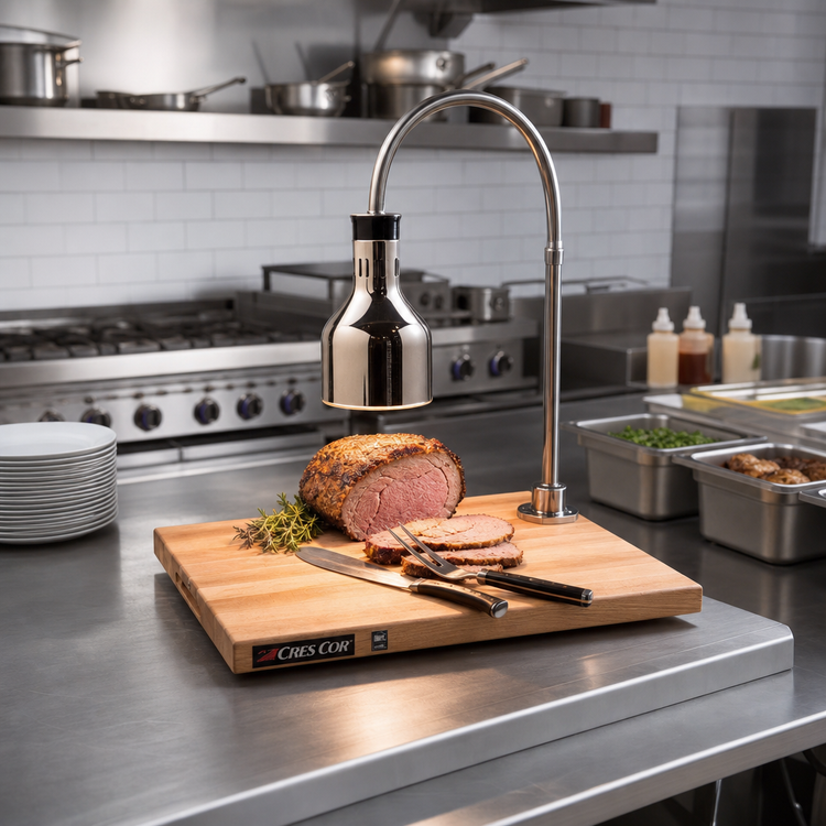 Product image #2 for Cres Cor Countertop Flexible Arm Carving Station with 250W Infrared Warmer and Maple Cutting Board