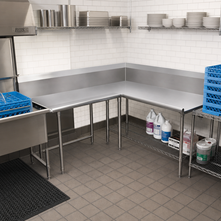Product image #2 for John Boos Pro-Bowl L-Shaped Corner Clean Dishtable, 60" Machine-to-Corner x 48" Corner-to-End, Right-to-Left Operation