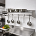 Thumbnail image #2 for Eagle Group 132-Inch x 15-Inch Wall-Mounted Stainless Steel Wall Shelf with Pot Rack and Removable Hooks