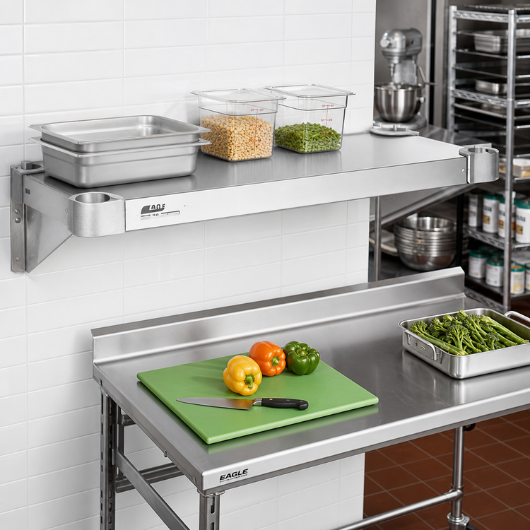 Product image #3 for Eagle Group Quik-Set 42-Inch x 24-Inch Solid Stainless Steel Shelf with Marine Edge