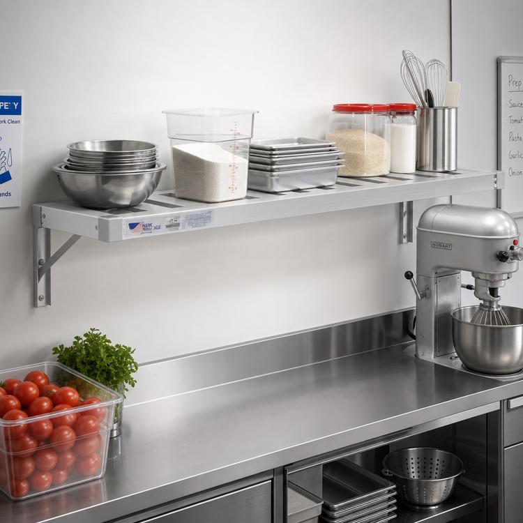 Product image #3 for New Age Adjust-A-Shelf T-Bar Series Wall-Mounted Aluminum Shelf, 72 x 24 Inches, 1,500 lb. Capacity