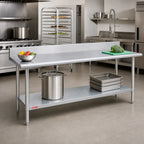 Thumbnail image #2 for Duke Manufacturing 416-30144-5R Stainless Steel Work Table with 5-Inch Riser and Galvanized Undershelf, 144 x 30 x 36 Inches